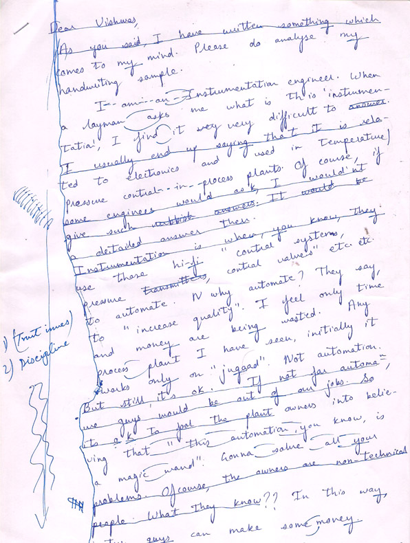 Sheryl's handwriting sample